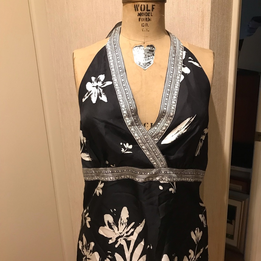 White House Black Market Silk Halter Top L